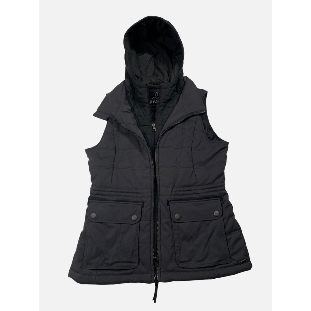 Prana Womens Gray Hooded Quilted Vest Jacket With Pockets Size S - Picture 4 of 16